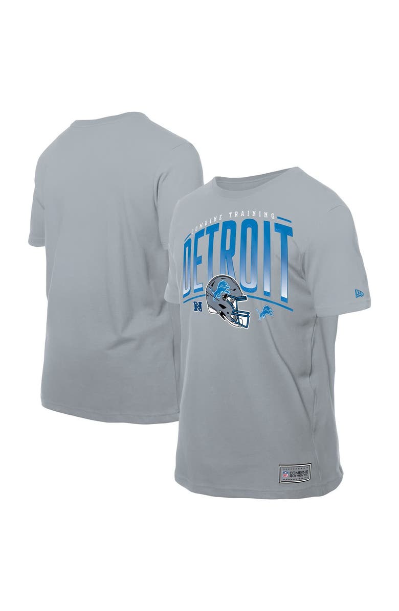 New Era Men's New Era Silver Detroit Lions Combine Authentic Helmet T-Shirt, Main, color, Silver