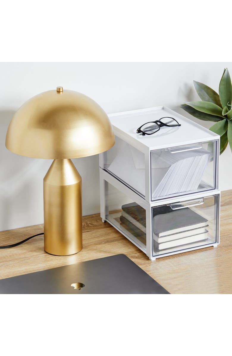 mDesign Plastic Office Storage Stack Organizer with Drawer, 2 Pack, Alternate, color,