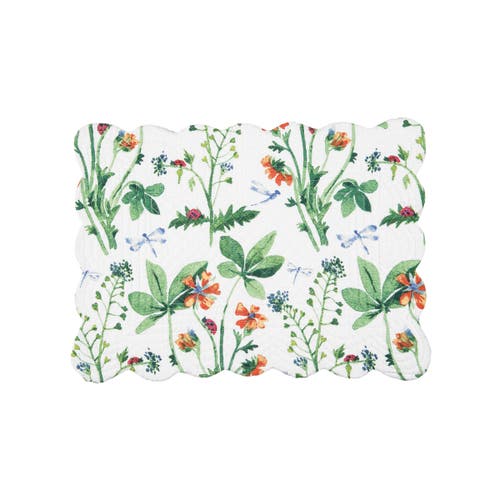 C & F Home C&f Home Clover Bug Floral Scalloped Cotton Placemats, Set Of 6, 13" X 19" In Green