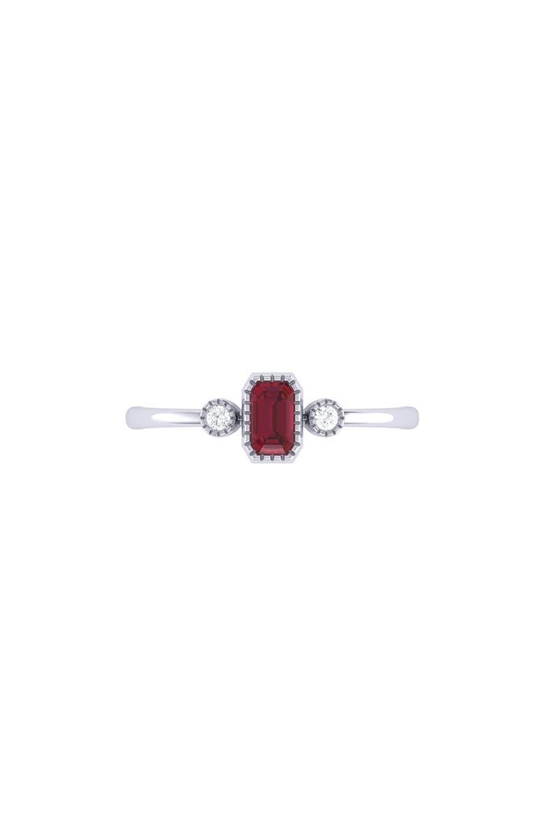 LuvMyJewelry Emerald Cut Ruby & Diamond Birthstone Ring in 14K Gold, Alternate, color, 
