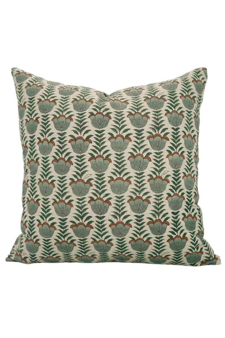 Lotus Decorative Floral Block Printed Pillow Cover, Main, color, No Color