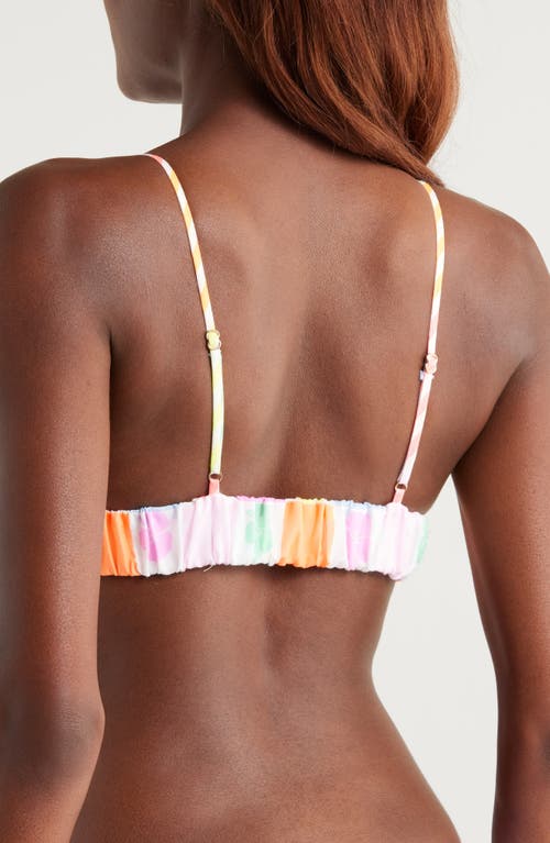 Kulani Kinis Stripe Longline Bikini Top In Hibiscus Rainbow