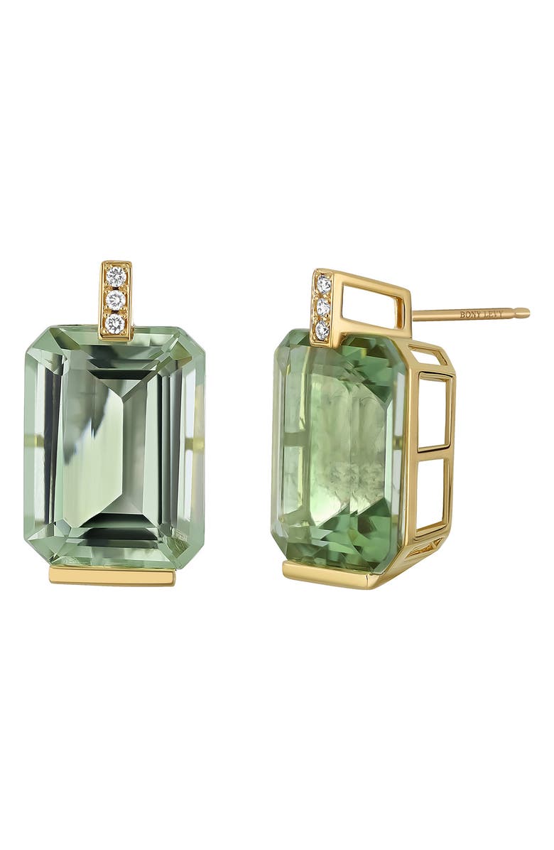 Bony Levy Iris Prasiolite & Diamond Stud Earrings, Main, color, 18K Yellow Gold