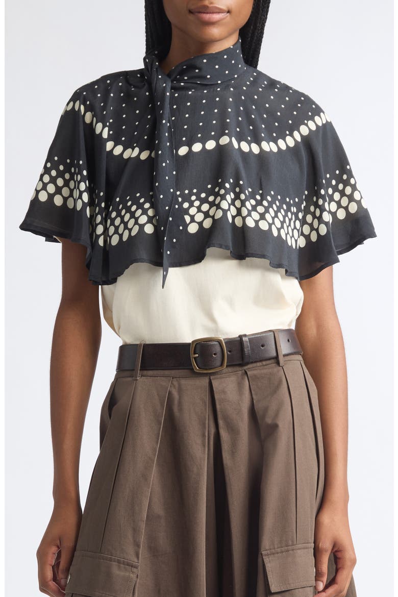 Elly Polka Print Cape T-Shirt, Alternate, color, BLACK MULTI
