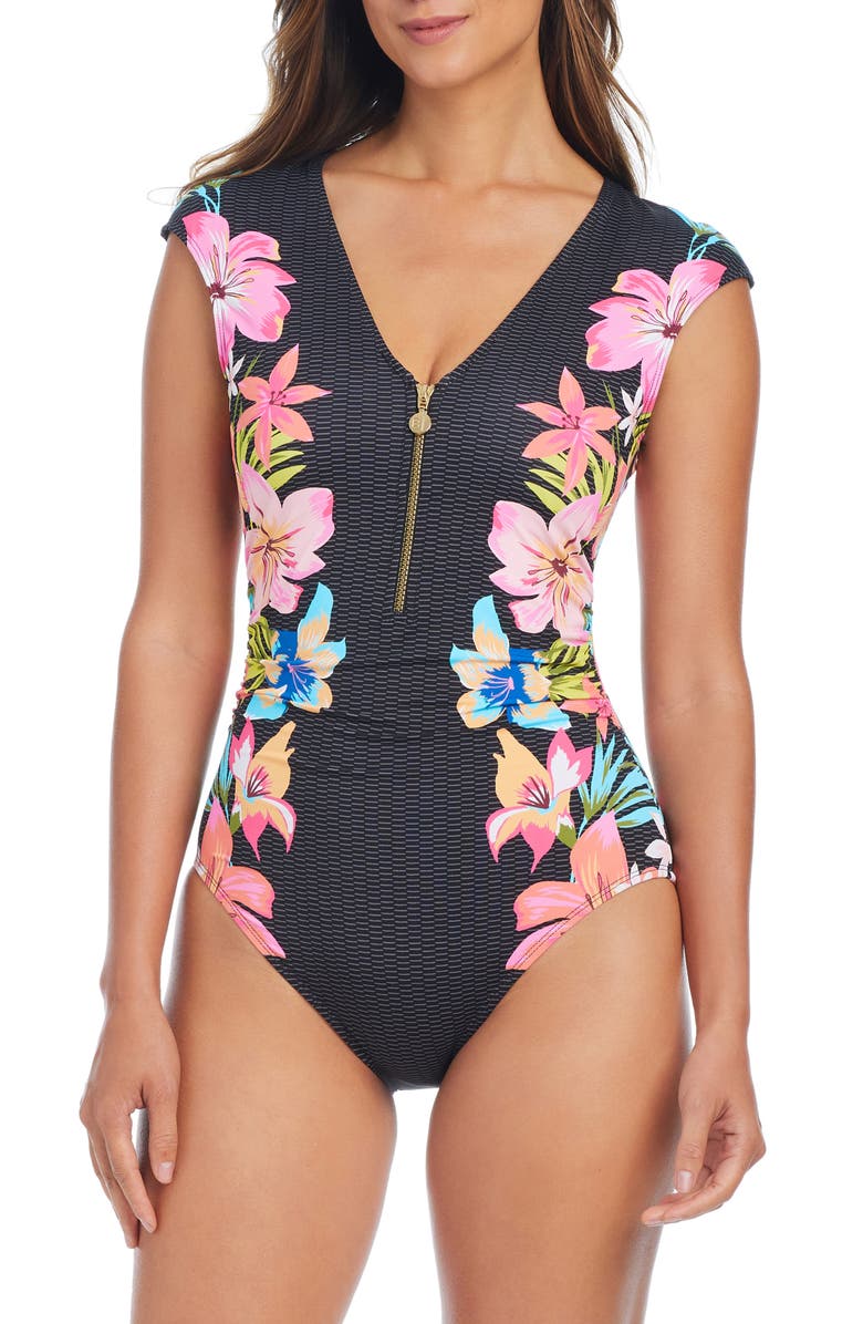 BLEU by Rod Beattie Sweet Escape Cap Sleeve One-Piece Swimsuit, Main, color, Multi