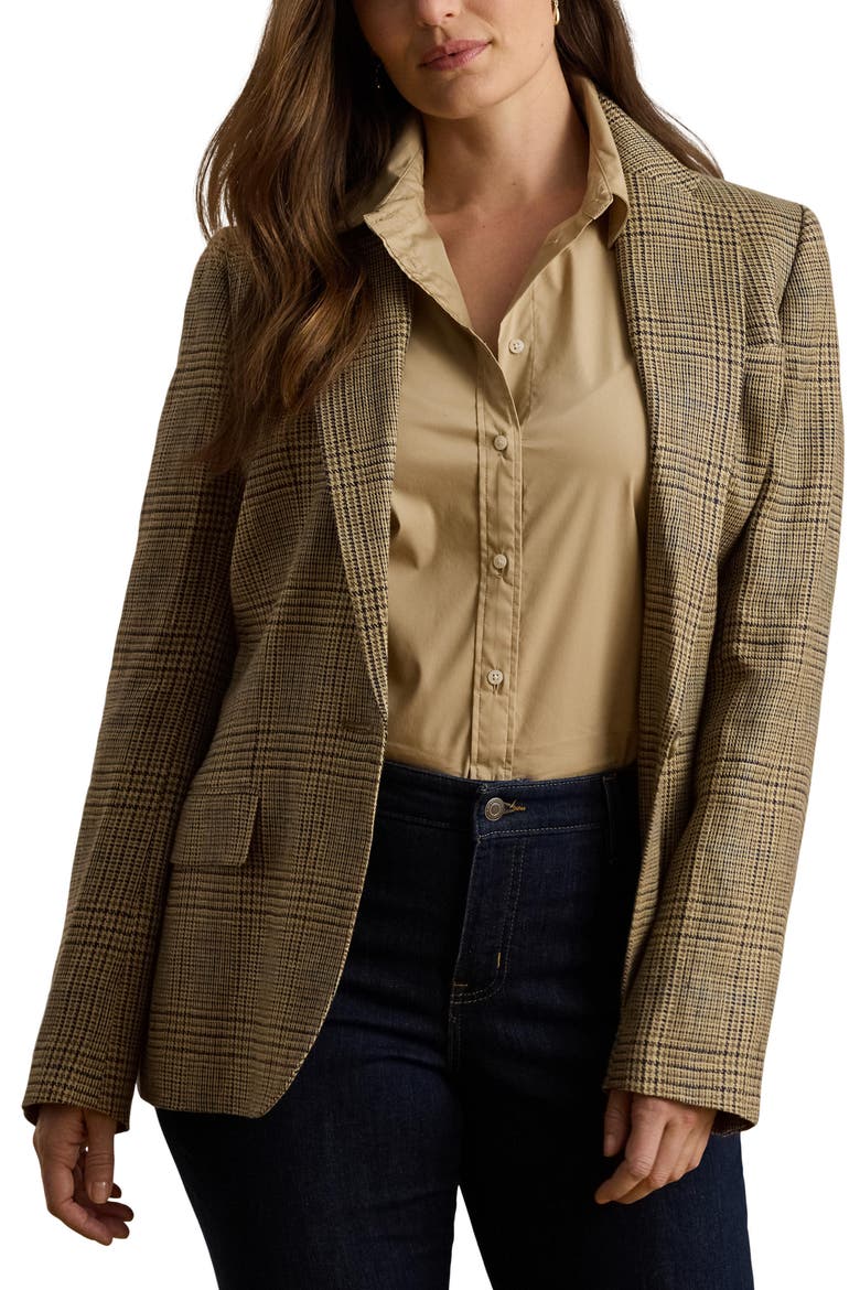 Linen Blazer, Alternate, color, BROWN/ BLACK MULTI
