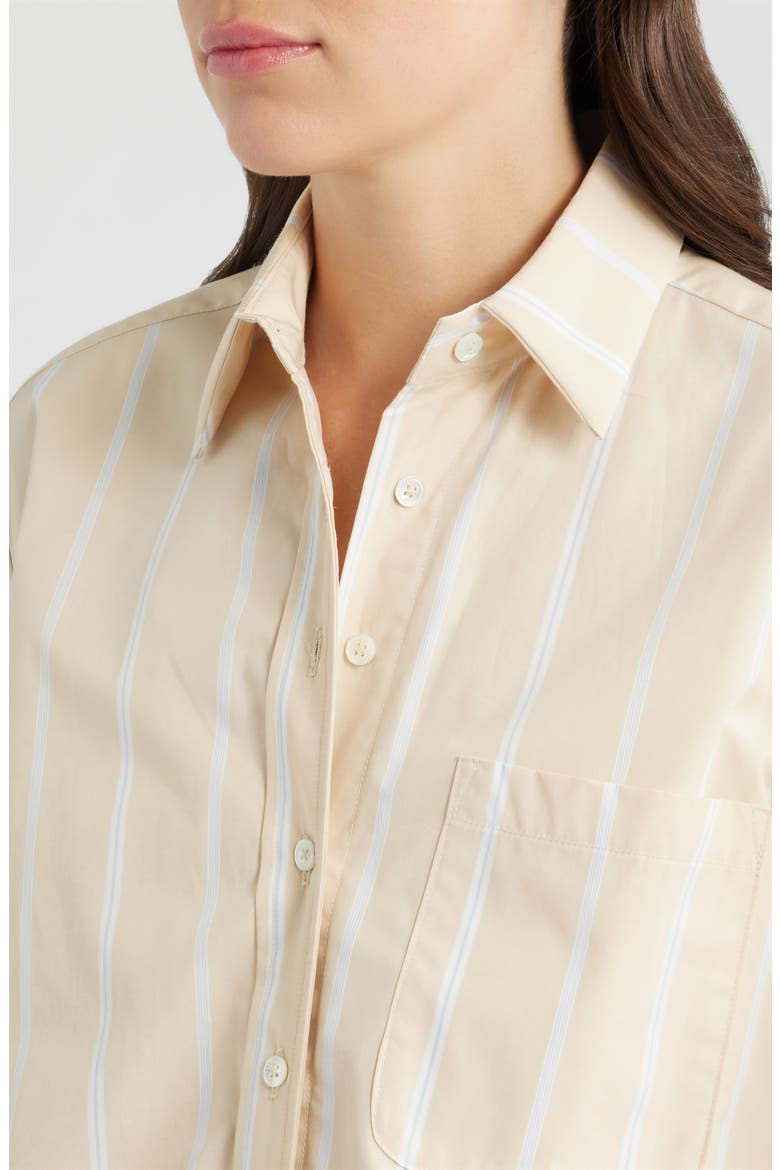 Long Sleeve Stripe Cinch Button-Up Top, Alternate, color, BARE LINE STRIPE