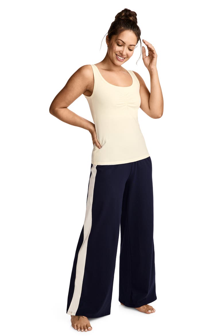 Women's Cotton Stretch Ruched Tank with Built-in Bra, Alternate, color, Fawn