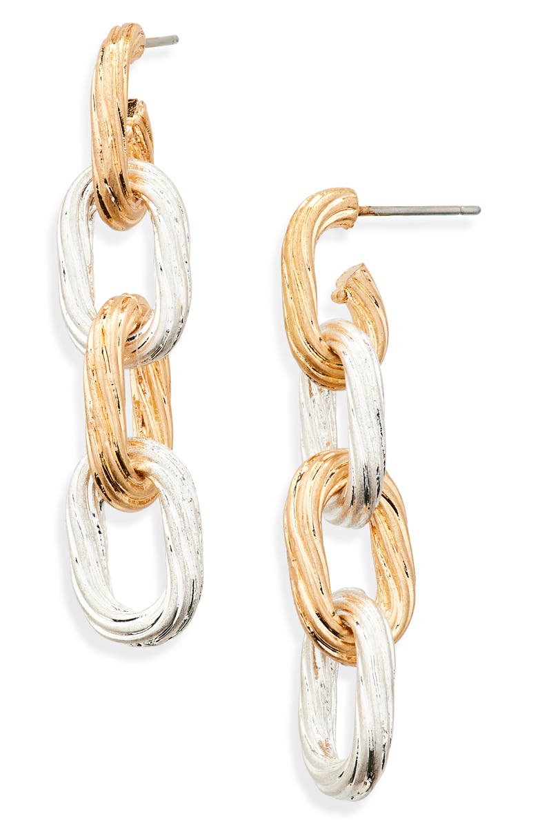 AREA STARS Two Tone Oval Link Drop Earrings, Main, color, 