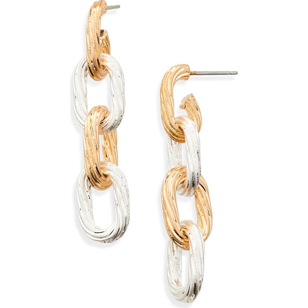 Area Stars Two Tone Oval Link Drop Earrings In Gold