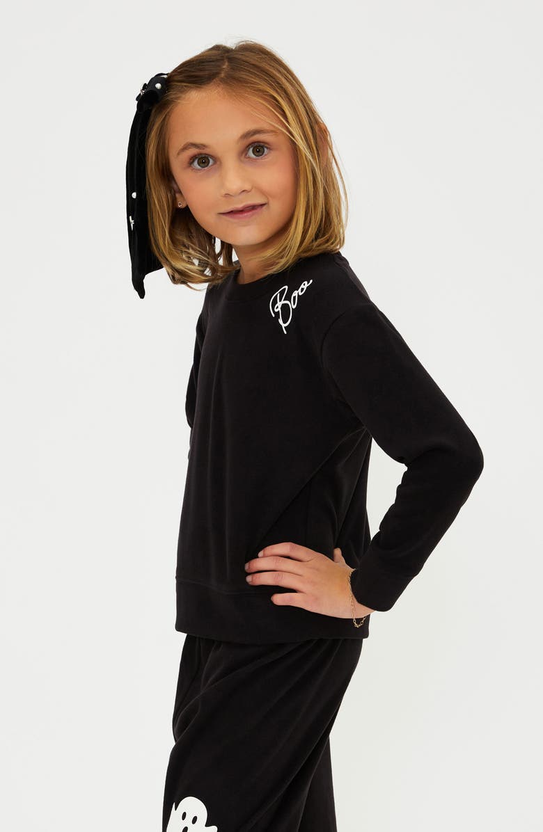 Beach Riot Kids' Little Cassia Brushed Fleece Sweatshirt, Alternate, color, Boo Black
