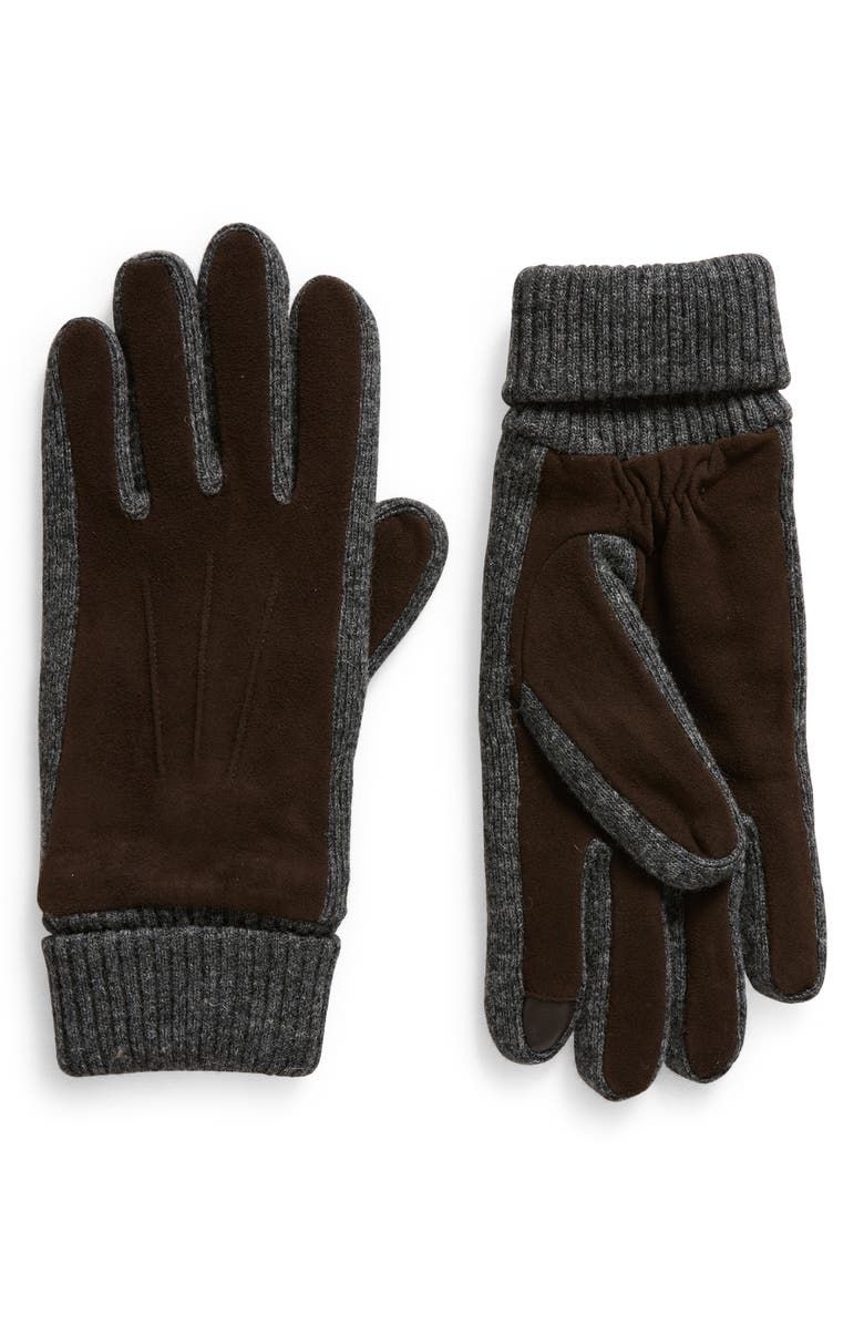Faherty Suede & Wool Blend Gloves, Main, color, 