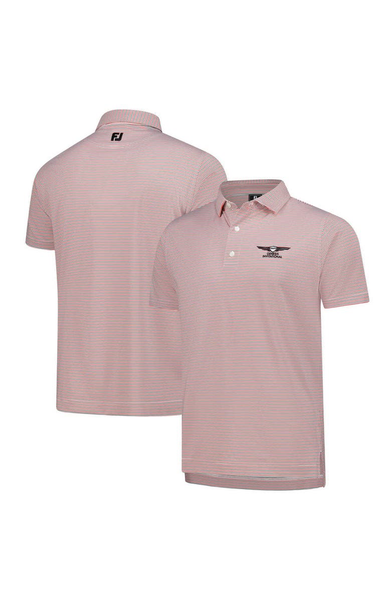 FOOTJOY Men's FootJoy  Coral Genesis Invitational Emory Stripe Lisle ProDry Polo, Main, color, Coral