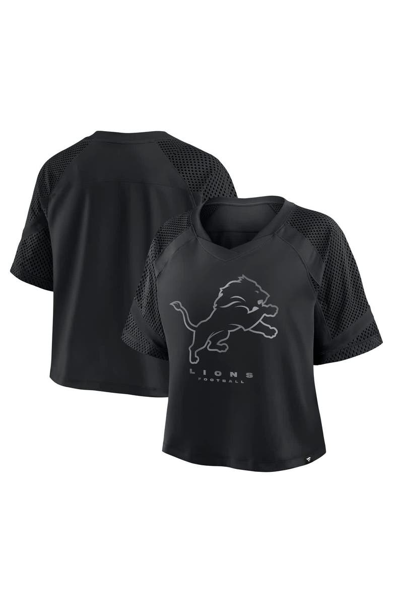 FANATICS Women's Fanatics Detroit Lions Oversized Raglan V-Neck Blackout Fashion Jersey, Alternate, color, Black