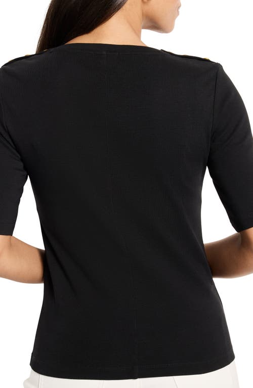 NZT BY NIC+ZOE NZT BY NIC+ZOE BUTTON SHOULDER ELBOW SLEEVE T-SHIRT 