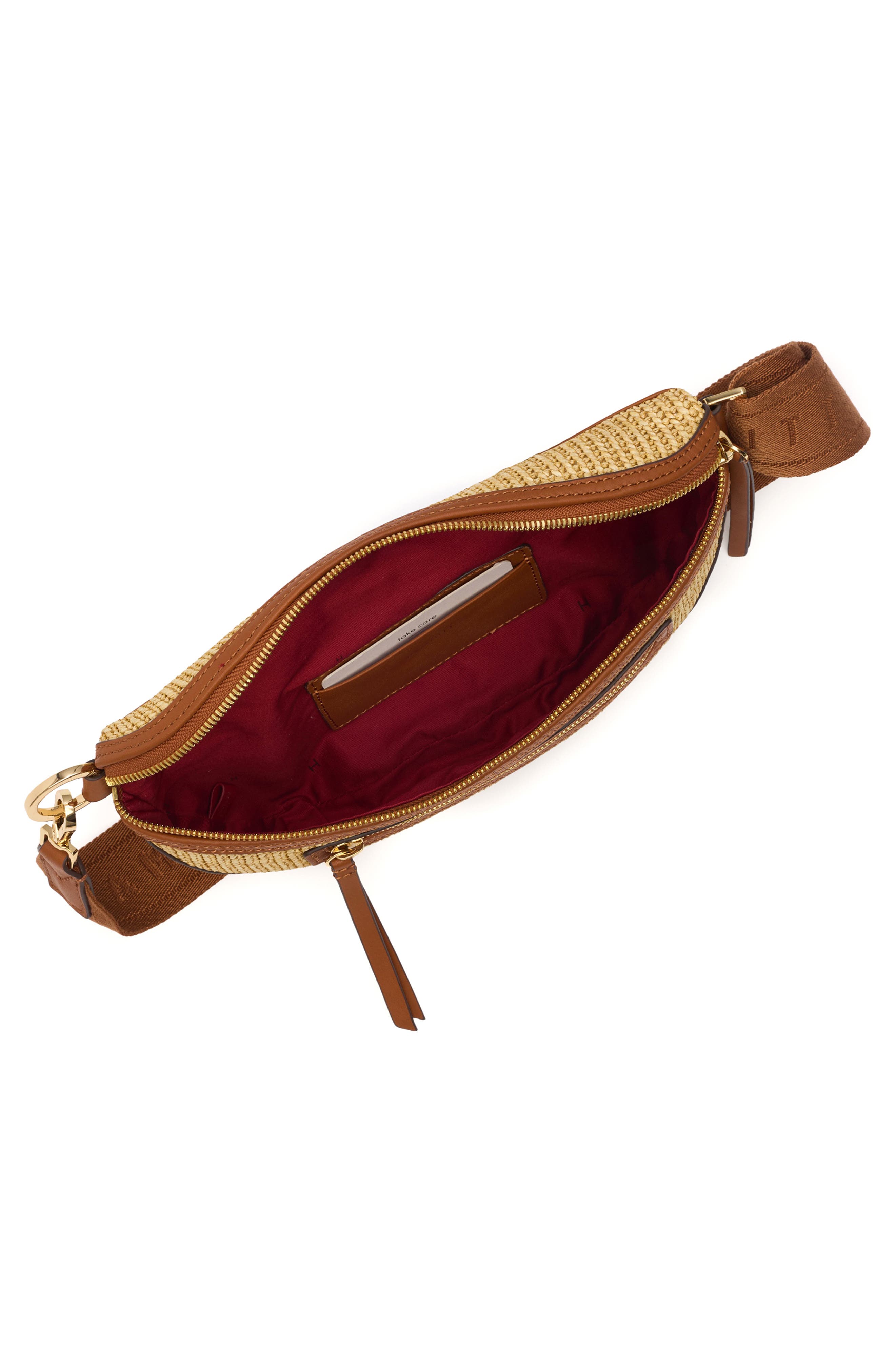 HAMMITT Medium Charles Crossbody Bag, Alternate, color, Cocoa Raffia/ Gold