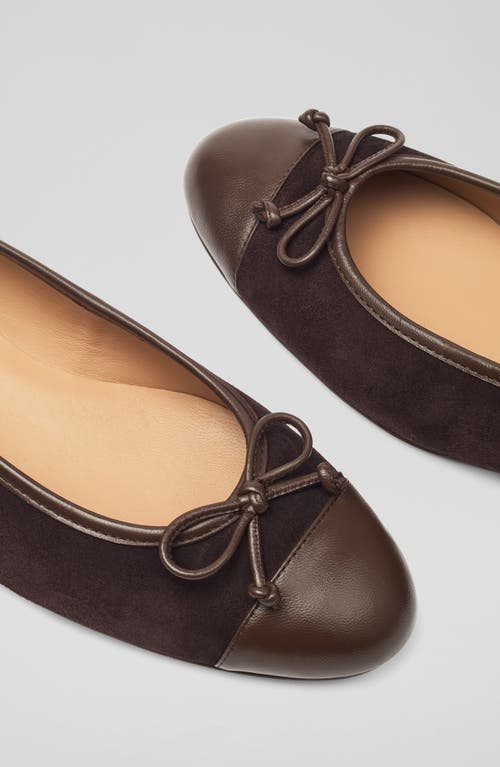 Lk Bennett Kara Bow Ballet Flat In Dark Chocolate