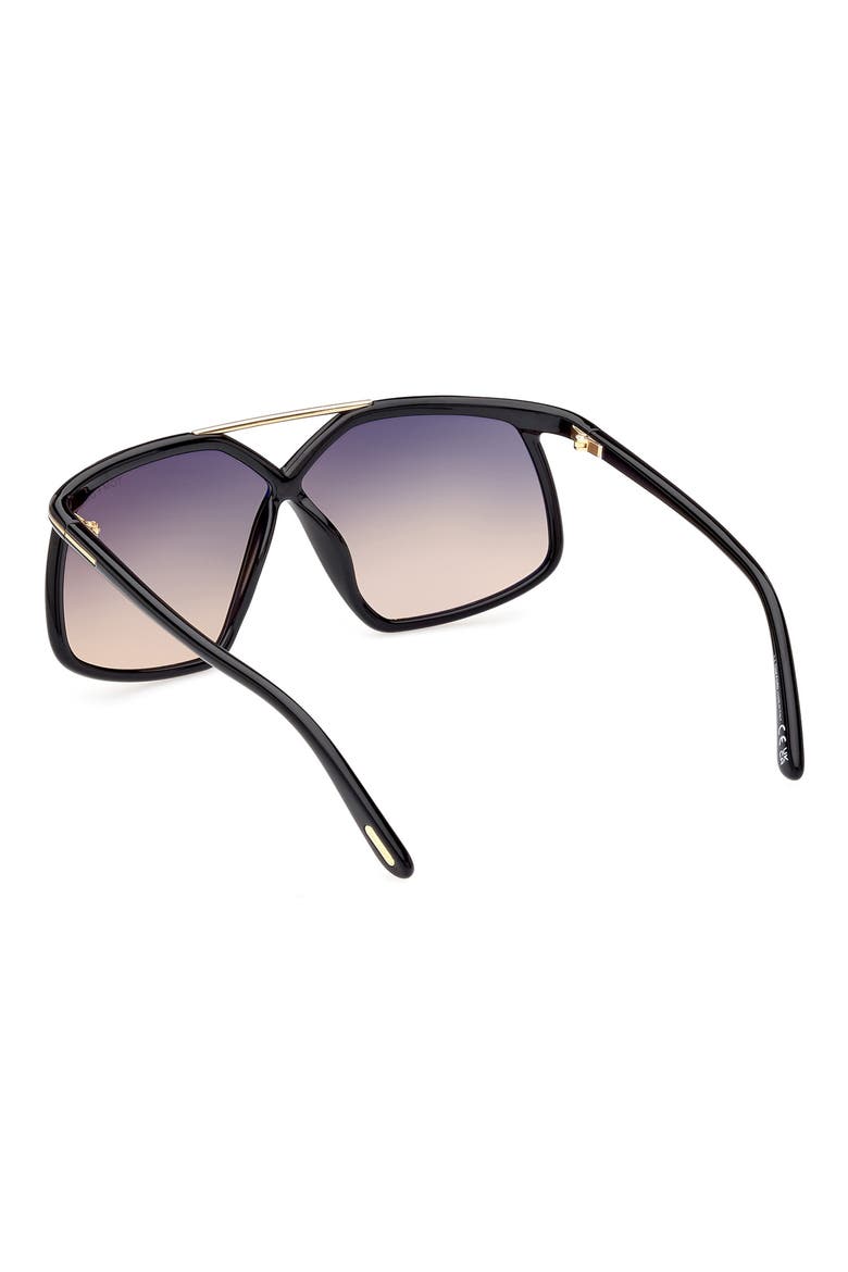 Meryl 64mm Gradient Polarized Oversize Square Sunglasses, Alternate, color, SHINY BLACK GOLD / SMOKE SAND