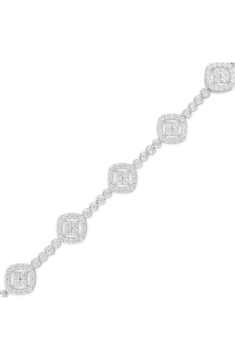 Haus of Brilliance Silver 3.0 Cttw Diamond Halo Square Shape Link Bracelet, Alternate, color, White