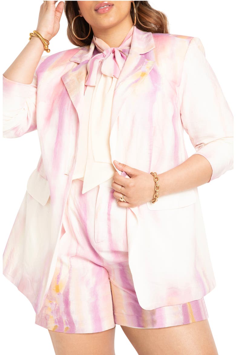 Tie Dye Print Linen Blend Blazer, Main, color, COLOR DRIP