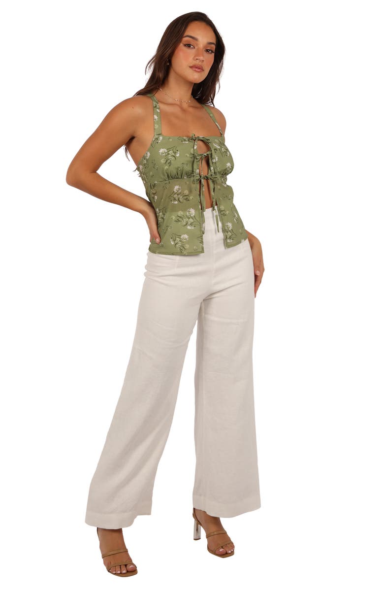 Petal & Pup Juliette Floral Tie Front Cotton & Linen Top, Alternate, color, Sage Botanica