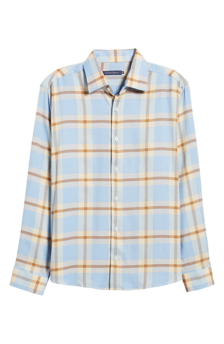Stone Rose Tartan Plaid Dry Touch<sup>®</sup> Performance Button-Up Shirt, Alternate, color, Light Blue