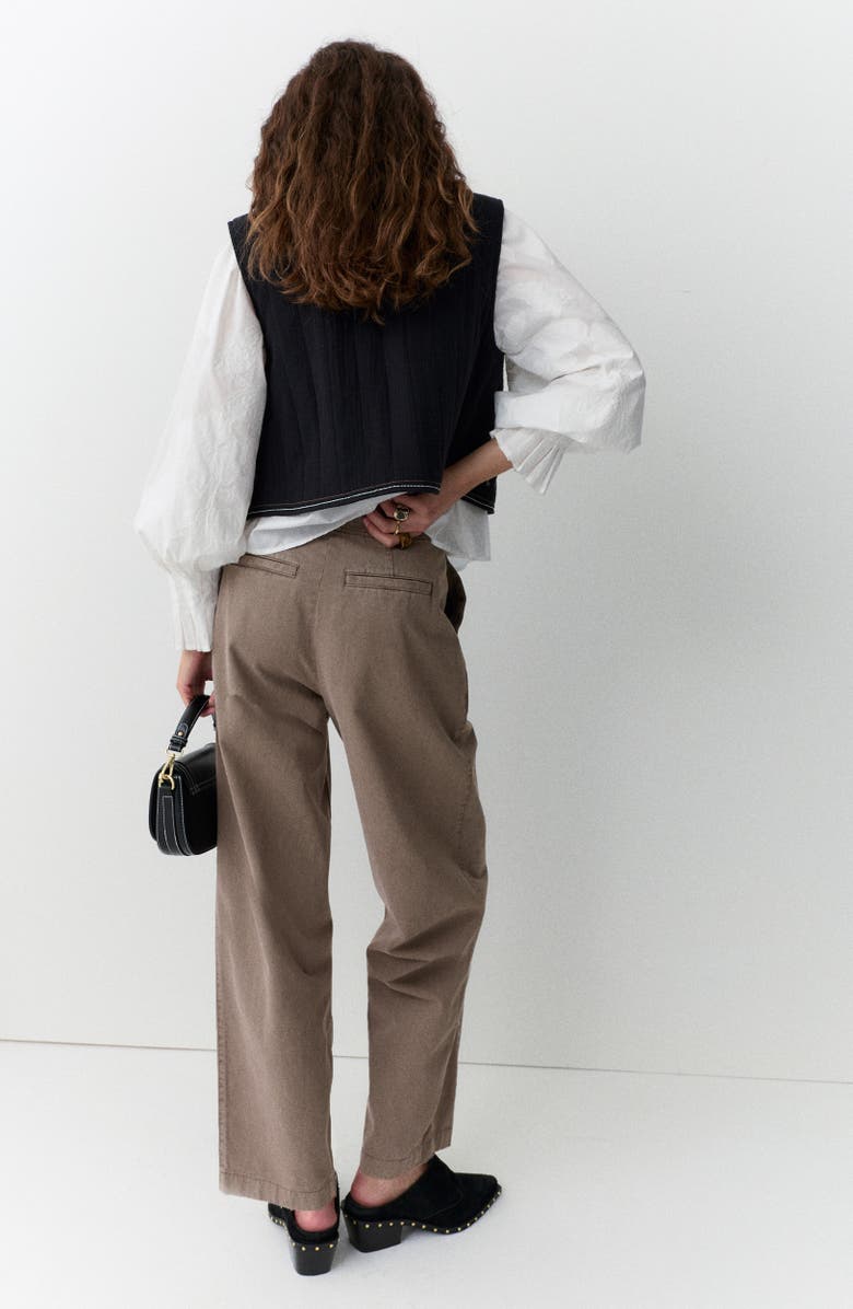 PER UNA BY M&S Pleated Barrel Leg Pants, Alternate, color, Soft Brown