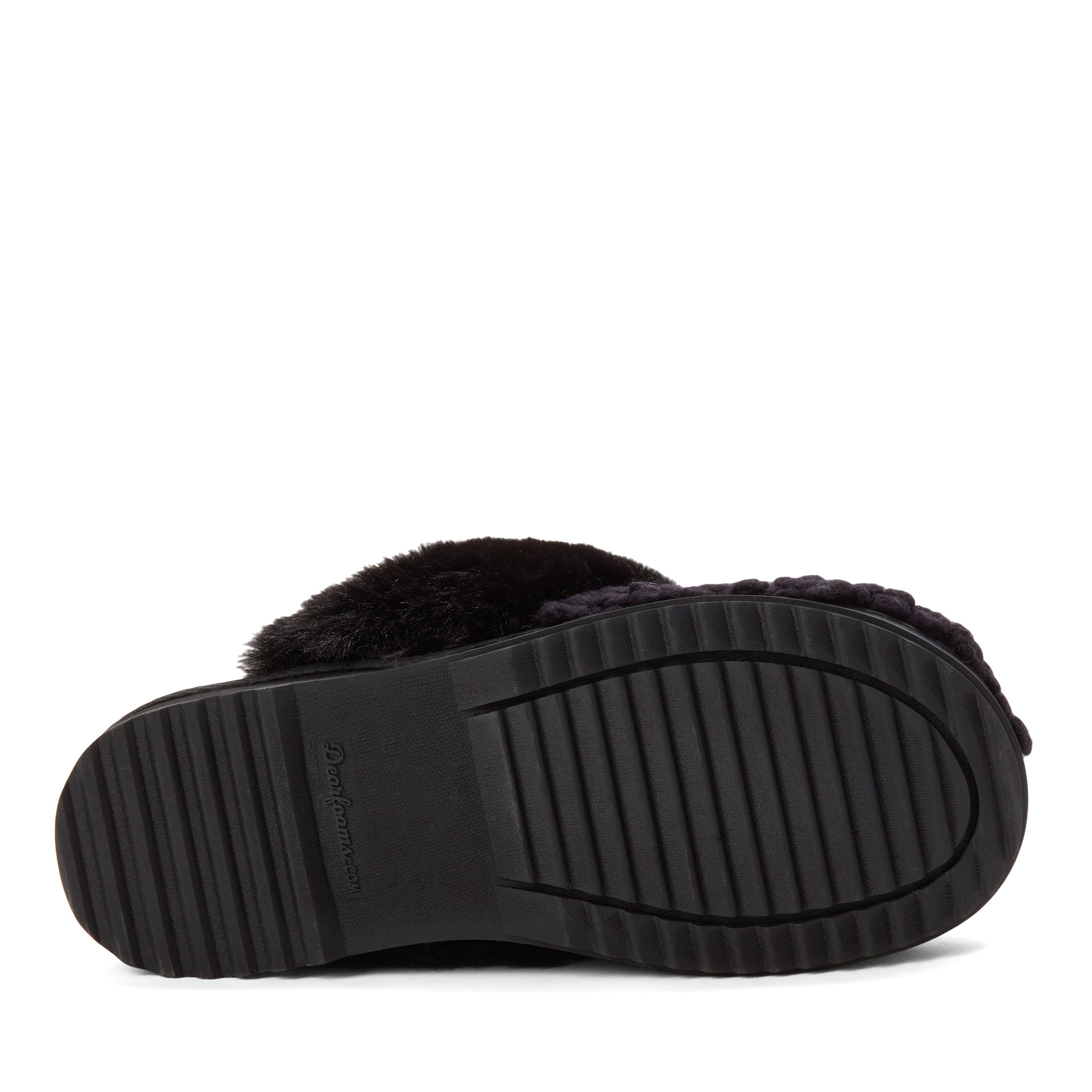 DEARFOAMS Courtney Knit Scuff Slipper, Alternate, color, Black Solid