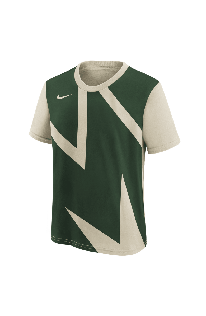 Nike Youth Nike Cream/Hunter Green Milwaukee Bucks 2025/26 City Edition Max90 T-Shirt, Alternate, color, Hunter Green