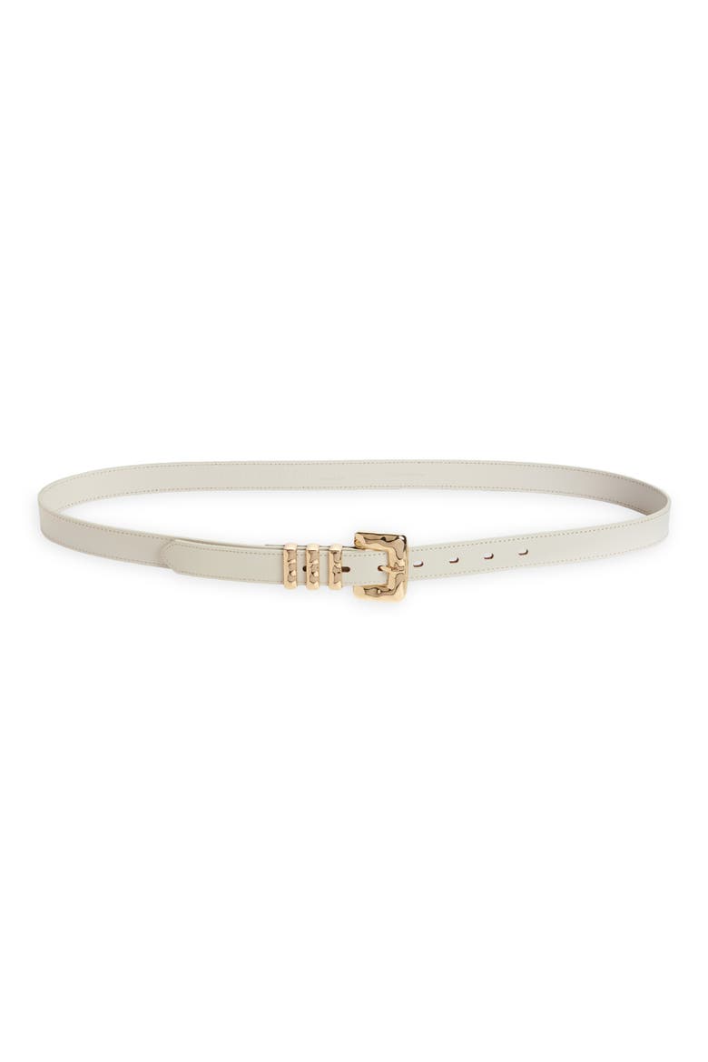Molten Buckle Leather Belt, Main, color, IVORY TOFU