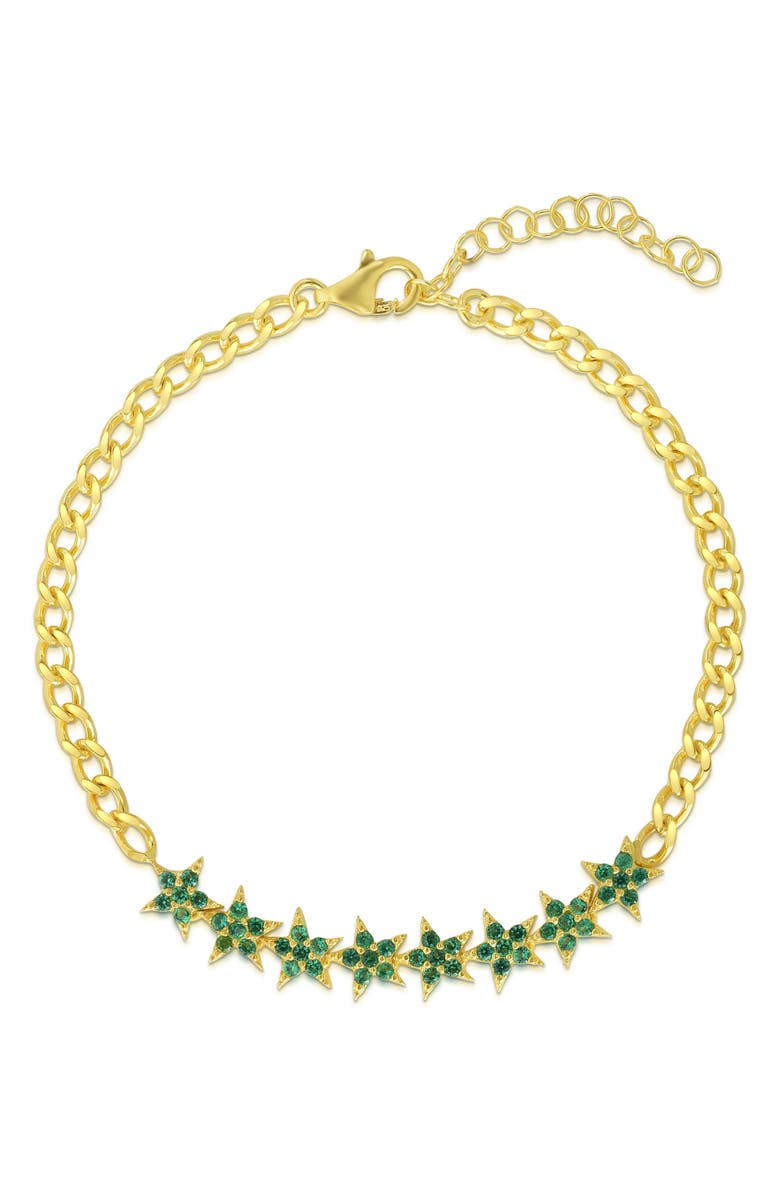SPHERA MILANO CZ Star Chain Bracelet, Main, color, Gold/ Green