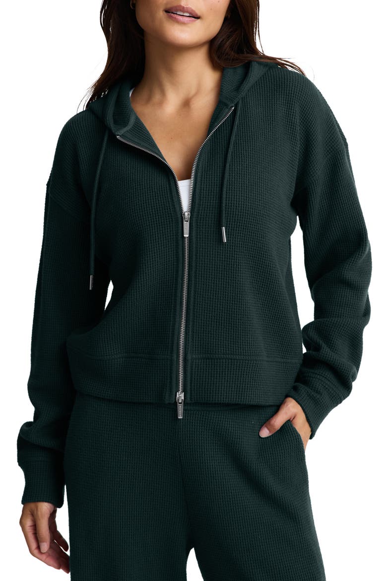 Rest Day Waffle Full Zip Hoodie, Main, color, DARK IVY