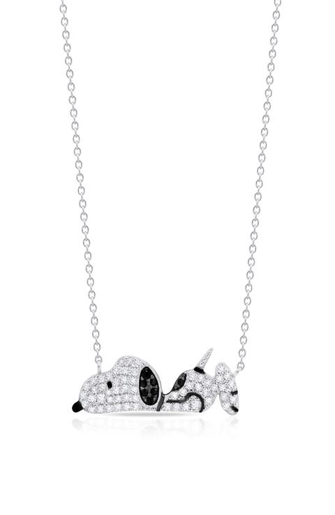x Peanuts® Snoopy Belly Flop Pavé Pendant Necklace