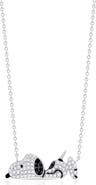 Crislu x Peanuts® Snoopy Belly Flop Pavé Pendant Necklace