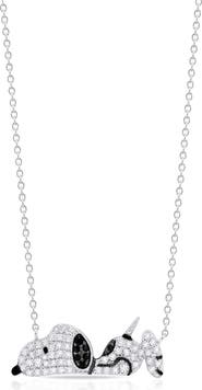 Crislu x Peanuts® Snoopy Belly Flop Pavé Pendant Necklace