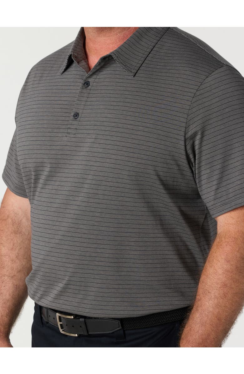 Oak Hill by DXL Big & Tall Striped Tech Polo Shirt, Alternate, color, Black