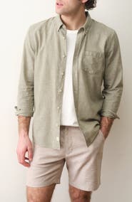 Marine Layer Better-than-Linen Hemp Blend Button-Down Shirt