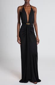 TOM FORD Plunge Halter Gown