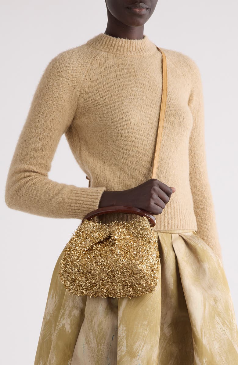 Dries Van Noten Small Sparkle Top Handle Bag, Alternate, color,