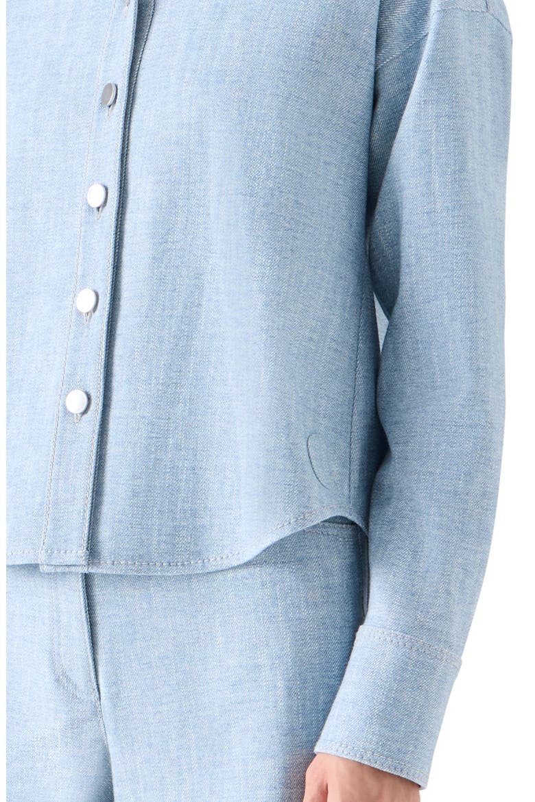 Cropped Cotton Denim Shirt, Alternate, color, LIGHT BLUE