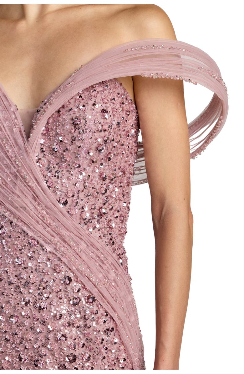 Mac Duggal Rosette Halter Chiffon Evening Gown, Alternate, color, Blush