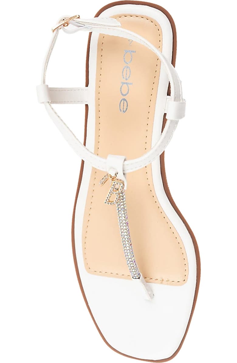 bebe Rhinestone T-Strap Sandal, Alternate, color,