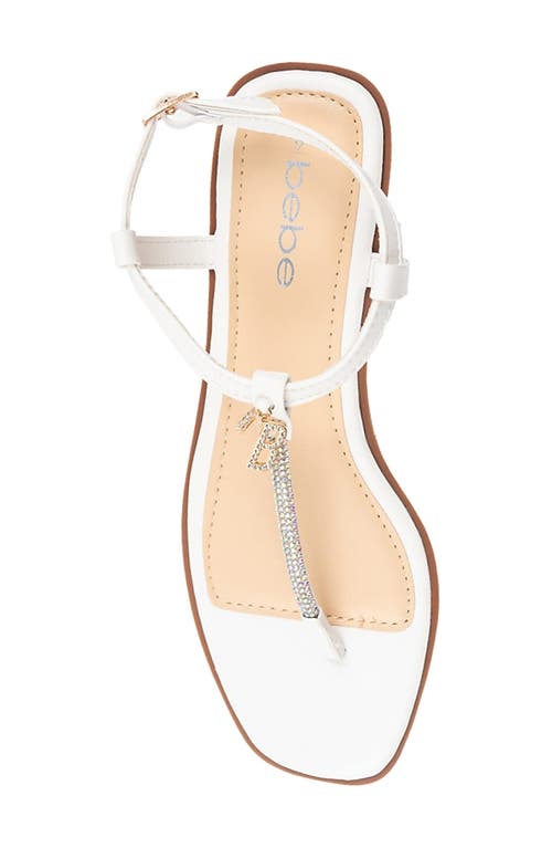 Bebe Rhinestone T-strap Sandal In White