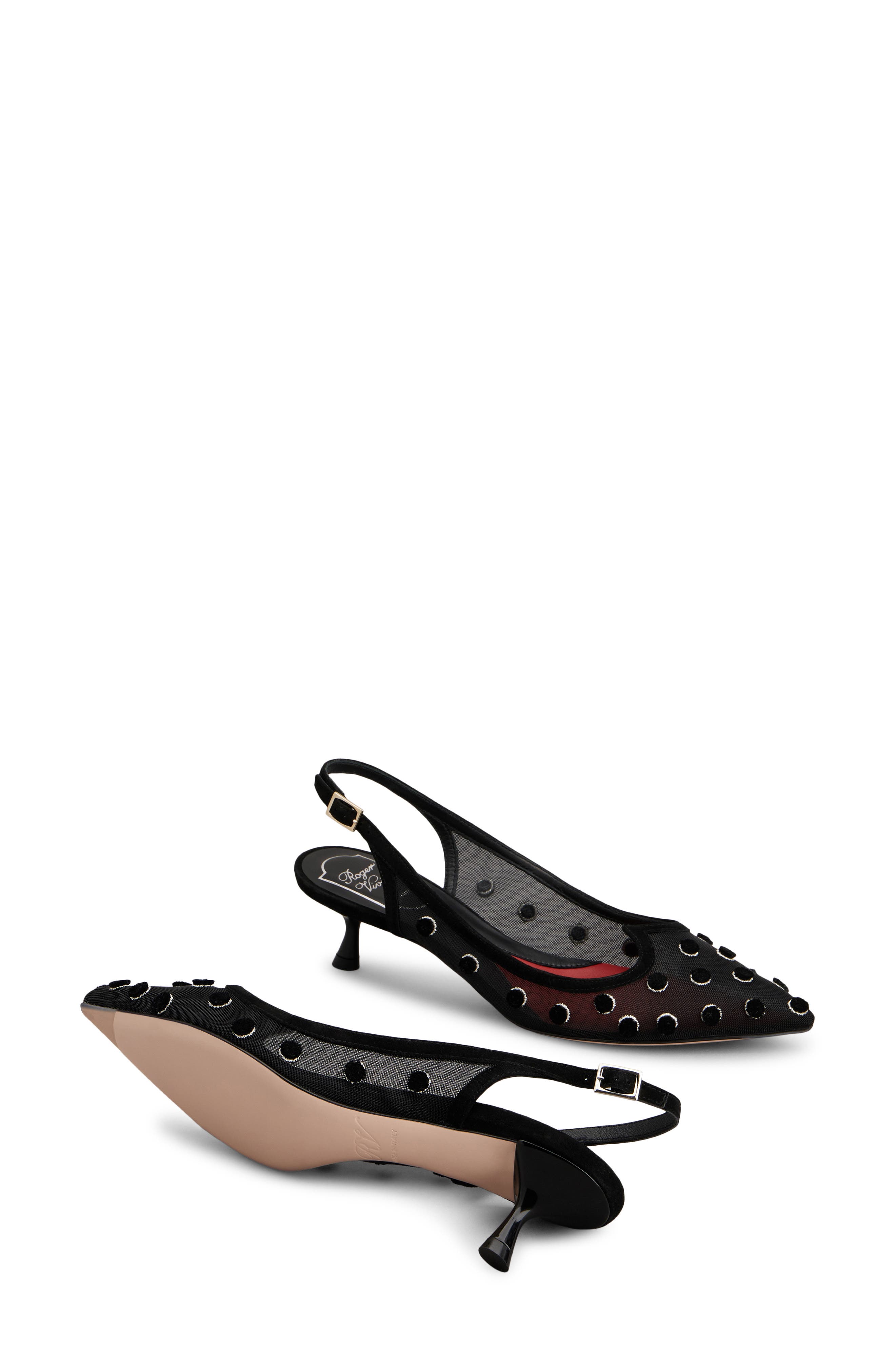 Roger Vivier I Love Polka Dot Slingback Pump, Alternate, color, Nero