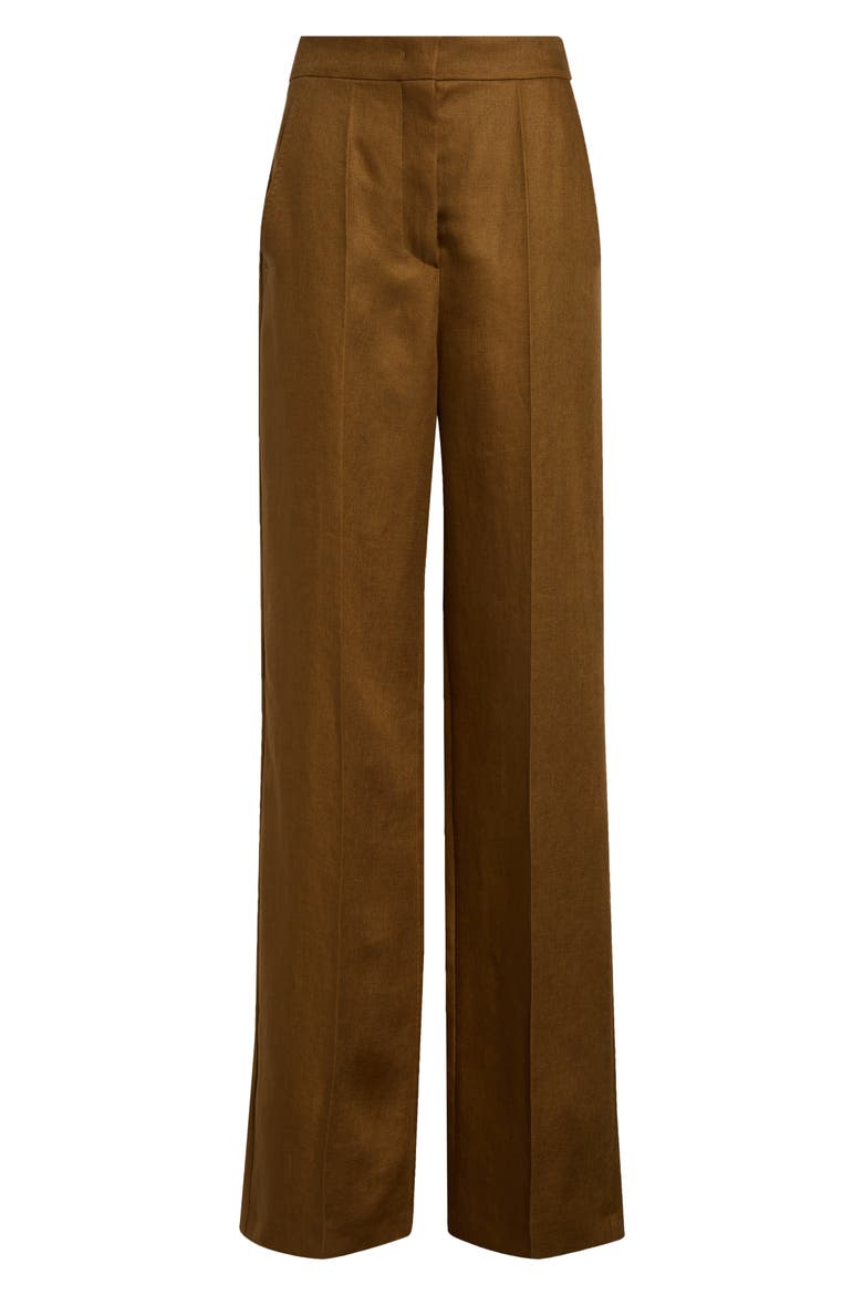Aversa Flax Linen Wide Leg Trousers, Alternate, color, OLIVE GREEN