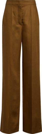 Max Mara Aversa Flax Linen Wide Leg Trousers | Nordstrom