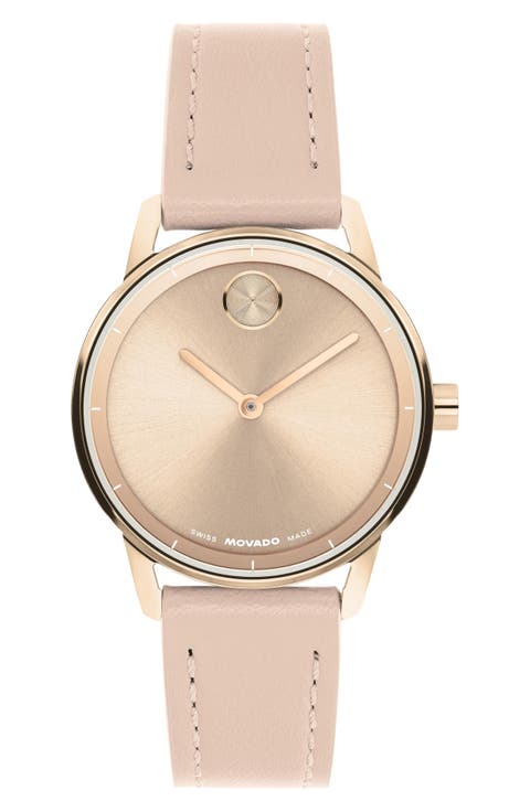 Bold Echo Leather Strap Watch, 30mm
