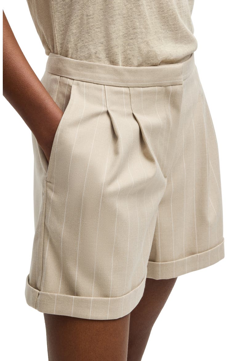 Tostie Pleated Pinstripe High Waist Shorts, Alternate, color, OPEN MISC