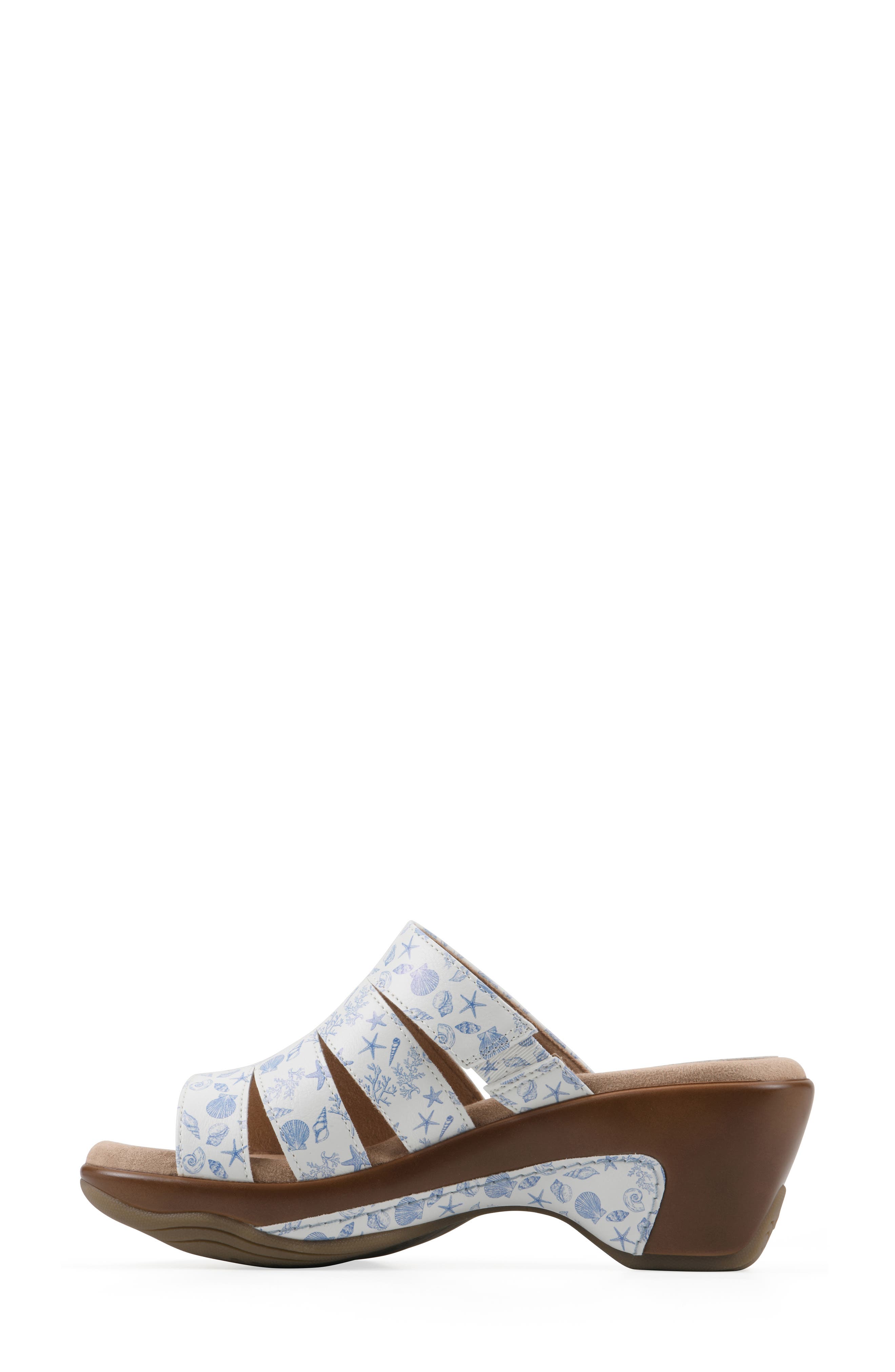 Valora Wedge Sandal, Alternate, color, OCEANBLUE/ SEASHELL/ SMOOTH