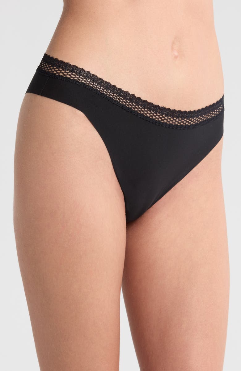 Chantelle Lingerie Cozy Chic Thong, Alternate, color, Black